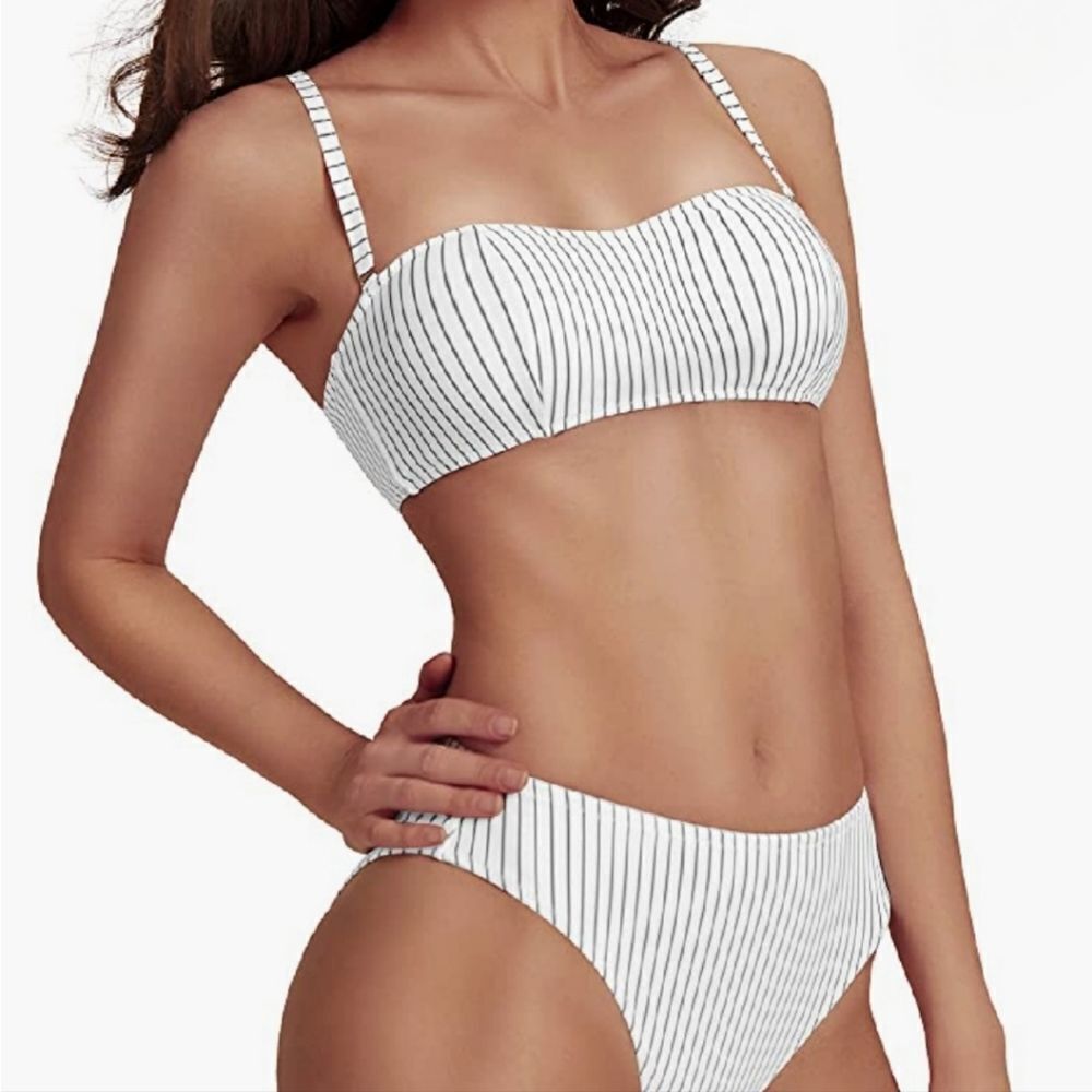 NWT SIORO Women's Bandeau Bikini Swimsuits, Padded Cheeky High Cut Bralette